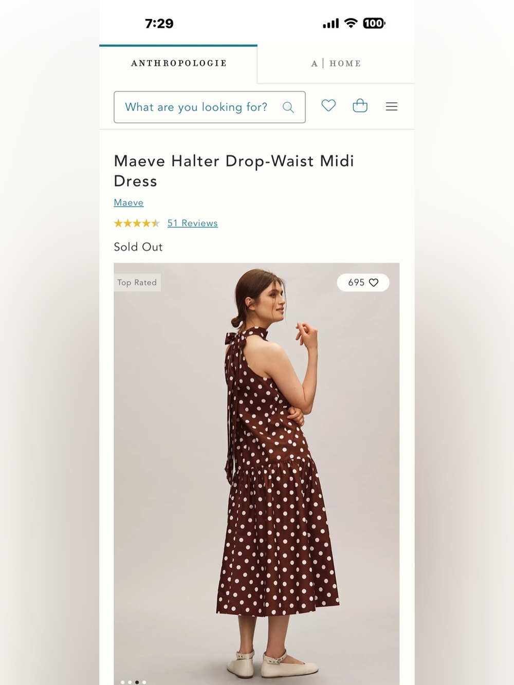 ANTHROPOLOGIE MAEVE Women’s Halter Drop Waist Polka Dot Print Midi Dress Size XS - Picture 3 of 13